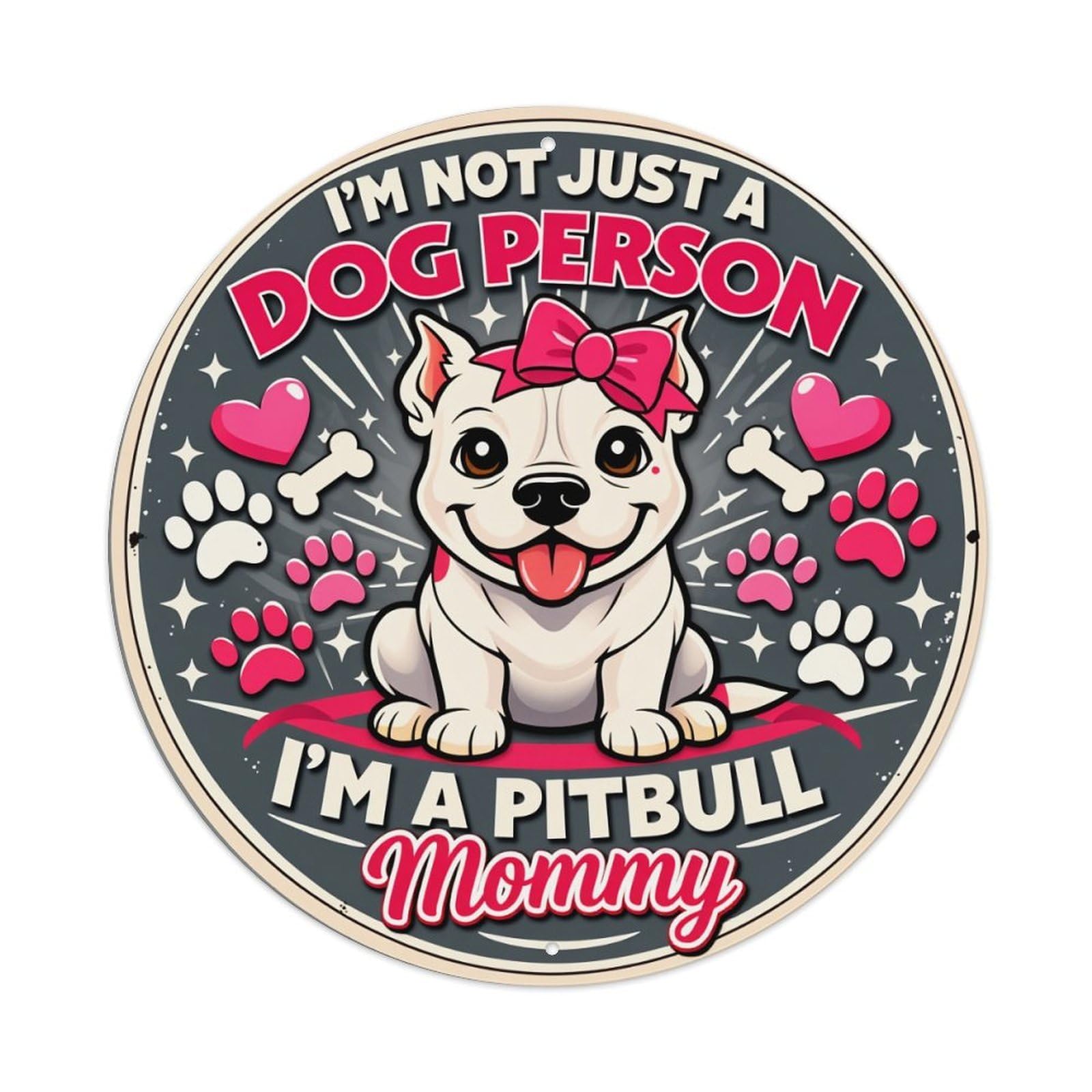 Pitbull Dog Mommy Heart Paw Metal Tin Sign Vintage Garden Bedroom Cafe Bar Man Cave Home Wall Decor Metal Poster 8x8 inches