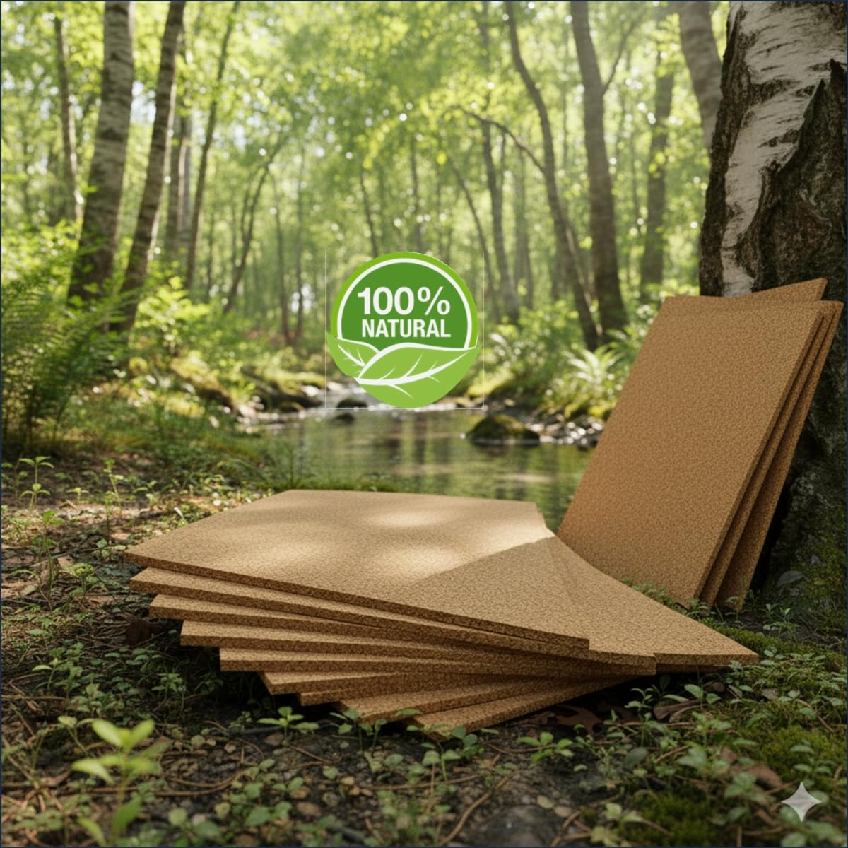 FUTURAZeta Pannelli Sughero Biondo Naturale (Spessore 1cm) Pannelli Isolanti Termici per Interni ed Esterni, Pannelli di Sughero per Pareti per Isolamento Termico ed Isolamento Acustico (6 Pannelli)