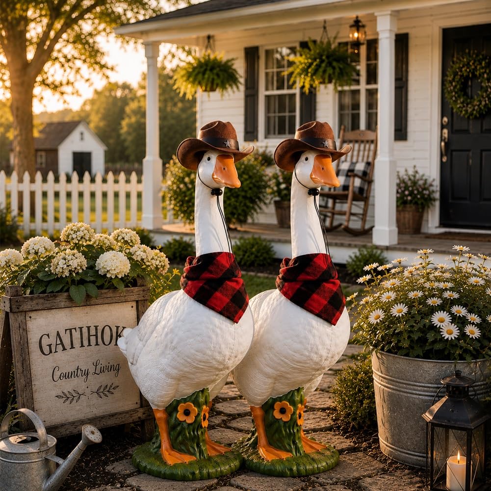 vrfvsdasAAS Statue of a Goose, Porch Goose Statue Large 13 in Lawn Ornaments Yard Concrete Mold the Original Cement Resin(2pcs)