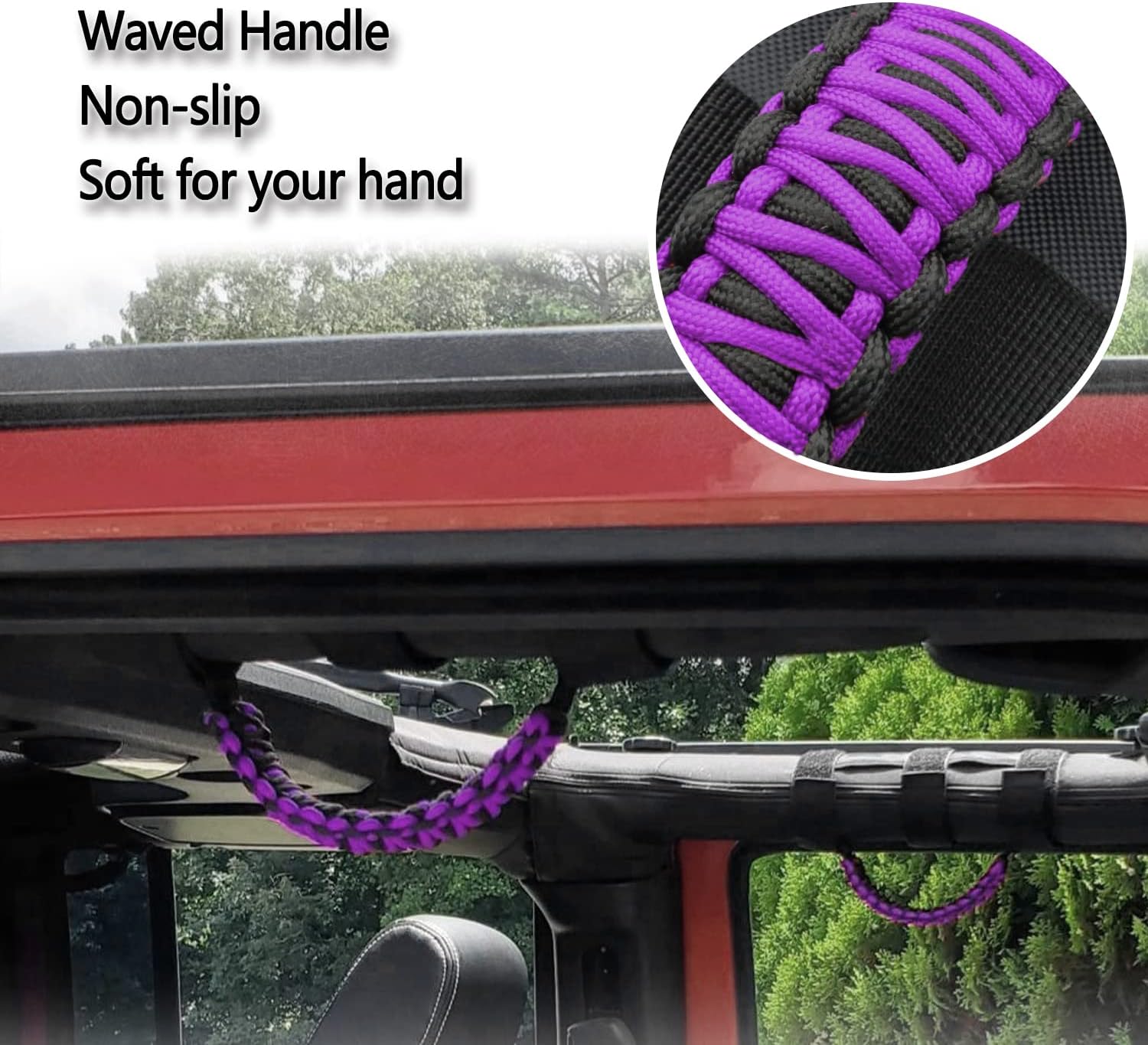 4 X Roll Bar Grab Handles Grip Handle Compatible with Jeep Wrangler JLU JK JKU TJ YJ LJ JT JL & Gladiator JT 1955-2022 UTV & ATV(Purple)