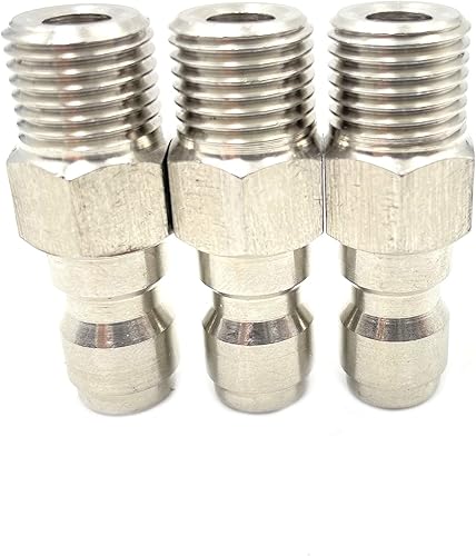 Miniatura 4 de 3 unids 14 pulgada macho NPT montaje 5000 PSI, acoplador de lavadora a presión sólido macho enchufe de conexión rápida