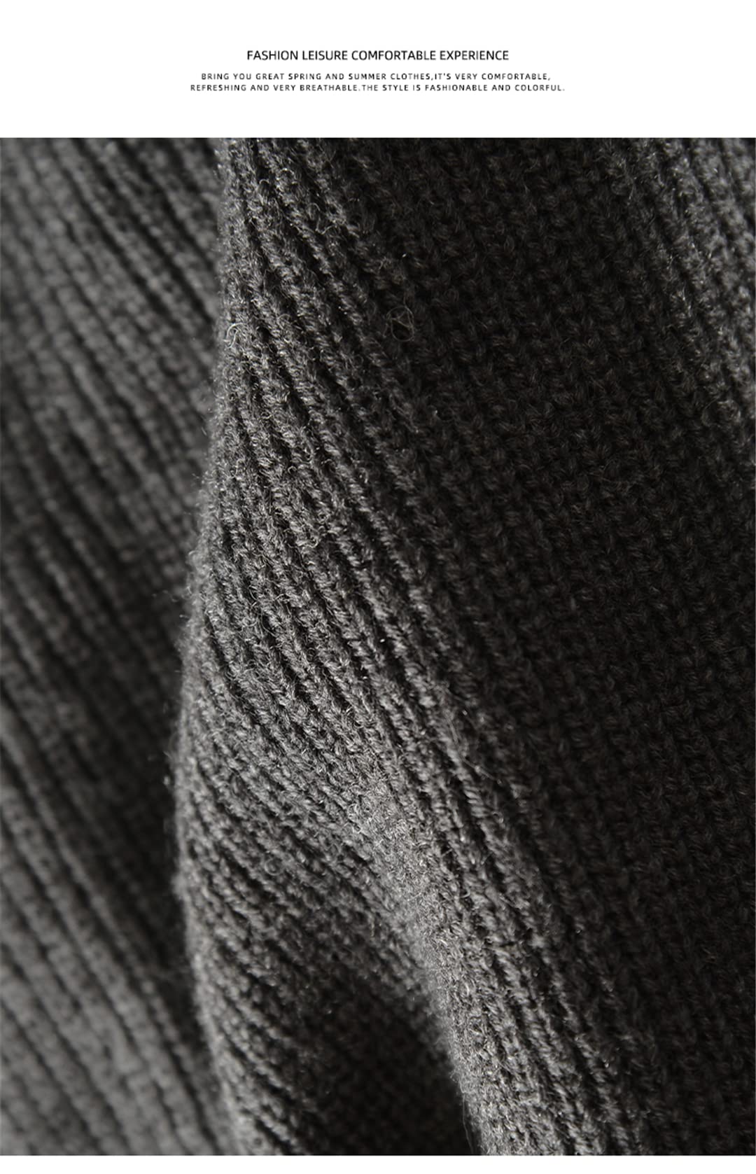 Zadaos Męski szal kołnierz kardigan sweter slim fit kabel dzianina guziki czarny sweter, Czarny, 3XL