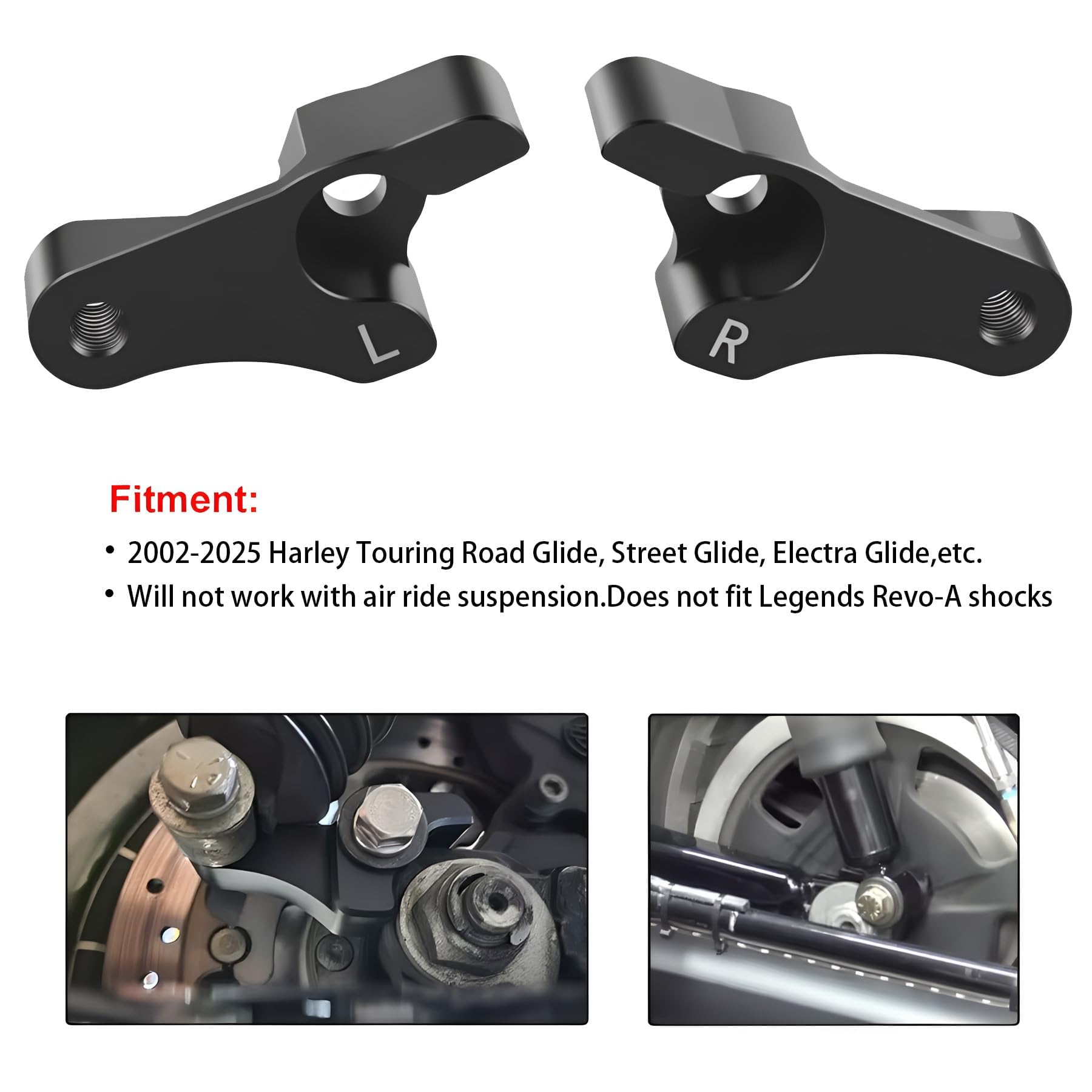 Kit di blocchi di abbassamento neri di alta qualità da 5,1 cm per Harley Touring Street Glide, Road King, Electra Glide, Road Glide, Ultra Limited, Special, CVO
