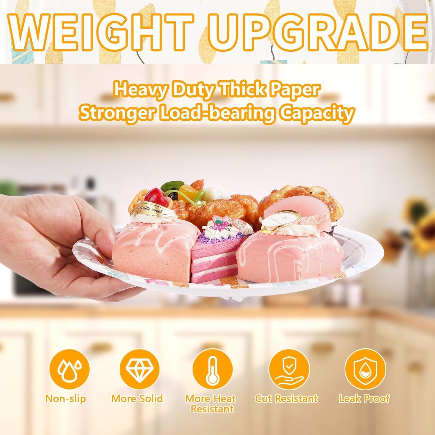 50 Pcs Candles Happy Birthday Party Decorations 10" Large Rainbow Color Bday Plates Disposable Heavy Duty Dessert Plates for Boys Girls Kids Birthday Colorful Candles Bday Party Supplies