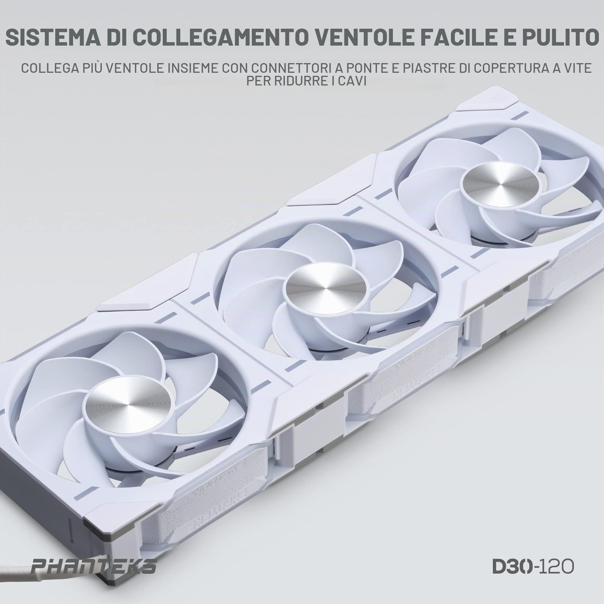PHANTEKS D30 PWM Reverse Airflow D-RGB Lüfter - 120mm, bianco