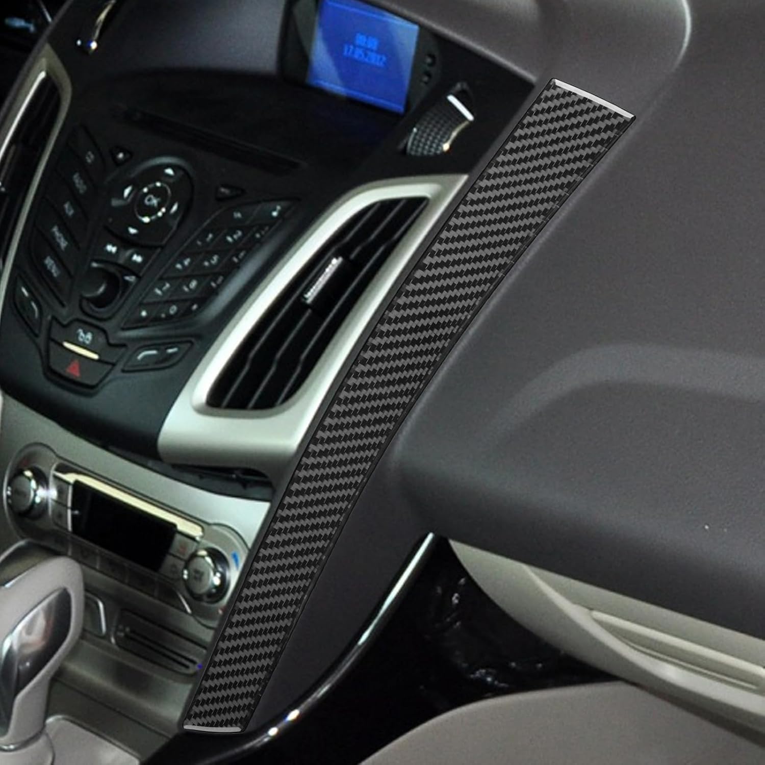 Carbon Fiber Compatible with Ford Focus C346 ST/RS/S/SE/SEL/Titanium 2012 2013 2014 2015 2016 2017 2018 Accessories Car Multi-Media Screen Right Side Panel Trim Cover Interior Trim Decal 1PC