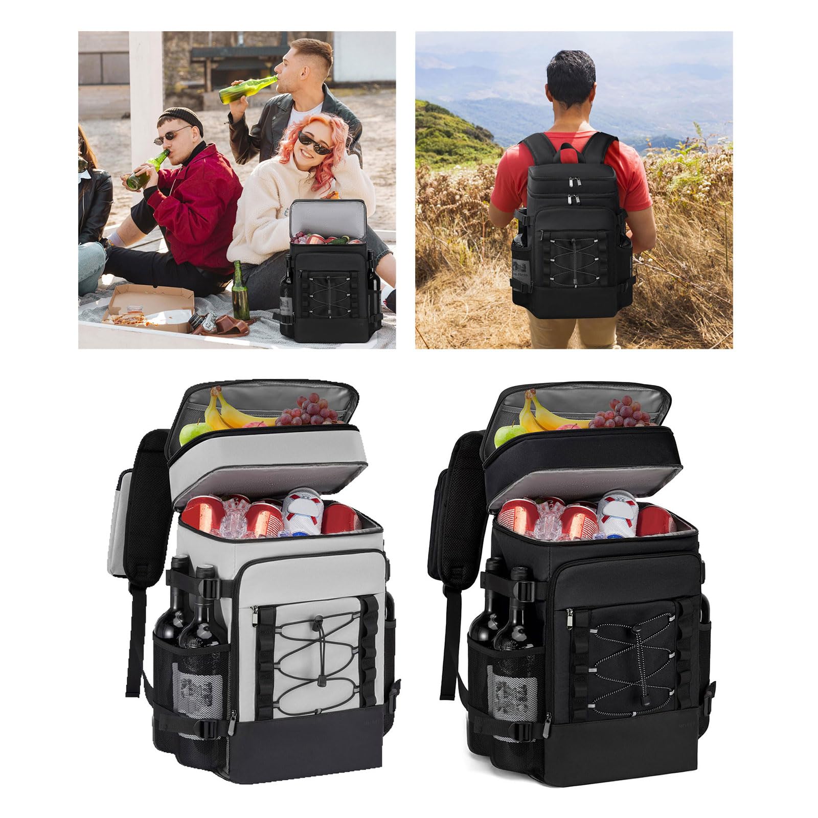 Zaino refrigerante ergonomico per picnic isolamento spesso tecnologia a tenuta stagna spazioso stoccaggio tessuto Oxford attività all'aperto borsa termica