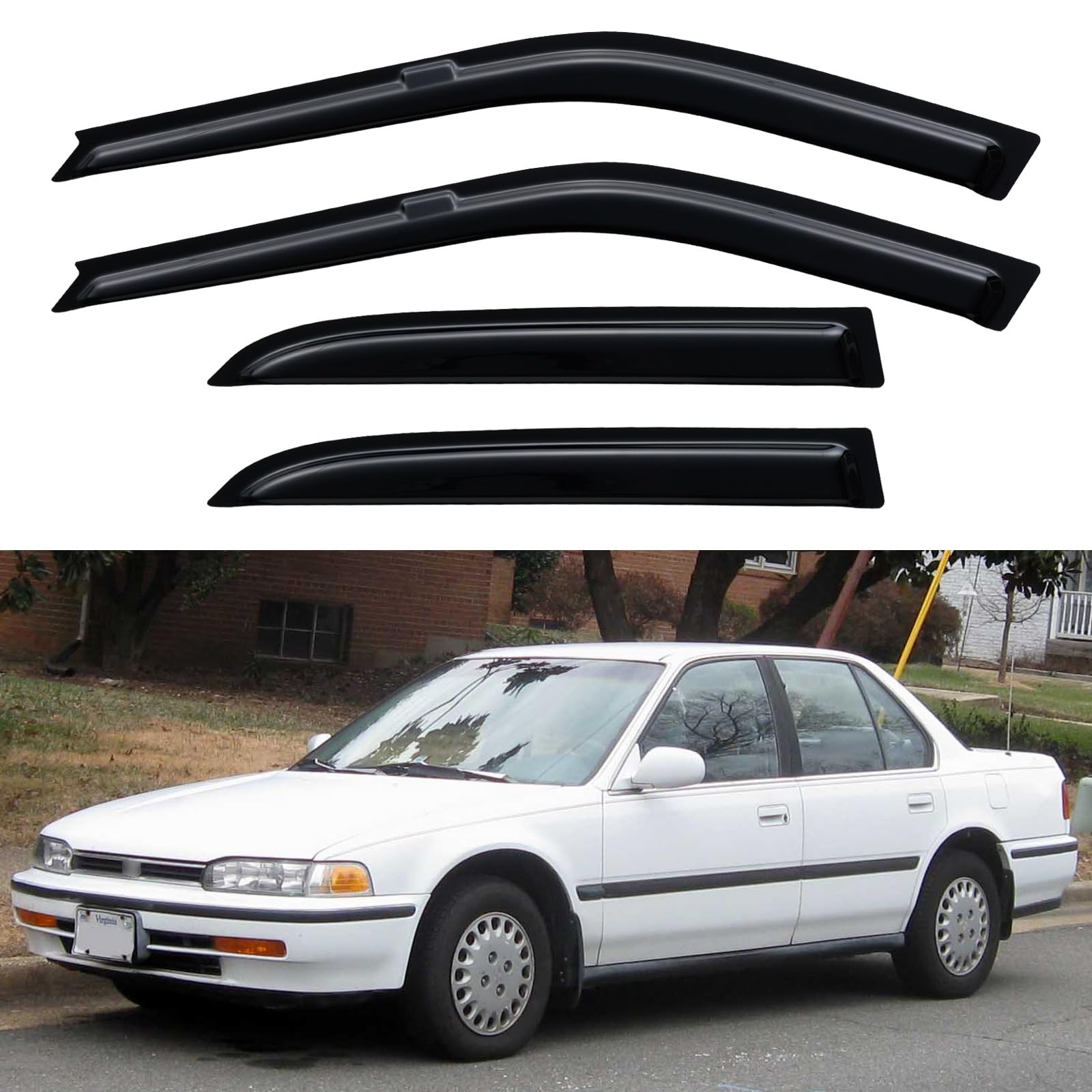 Window Visors Rain Guards for 1990 1991 1992 1993 Honda Accord Sedan | Out-Channel Window Vent Wind Deflectors Visors Shades Protectors for 90 91 92 93 Honda Accord