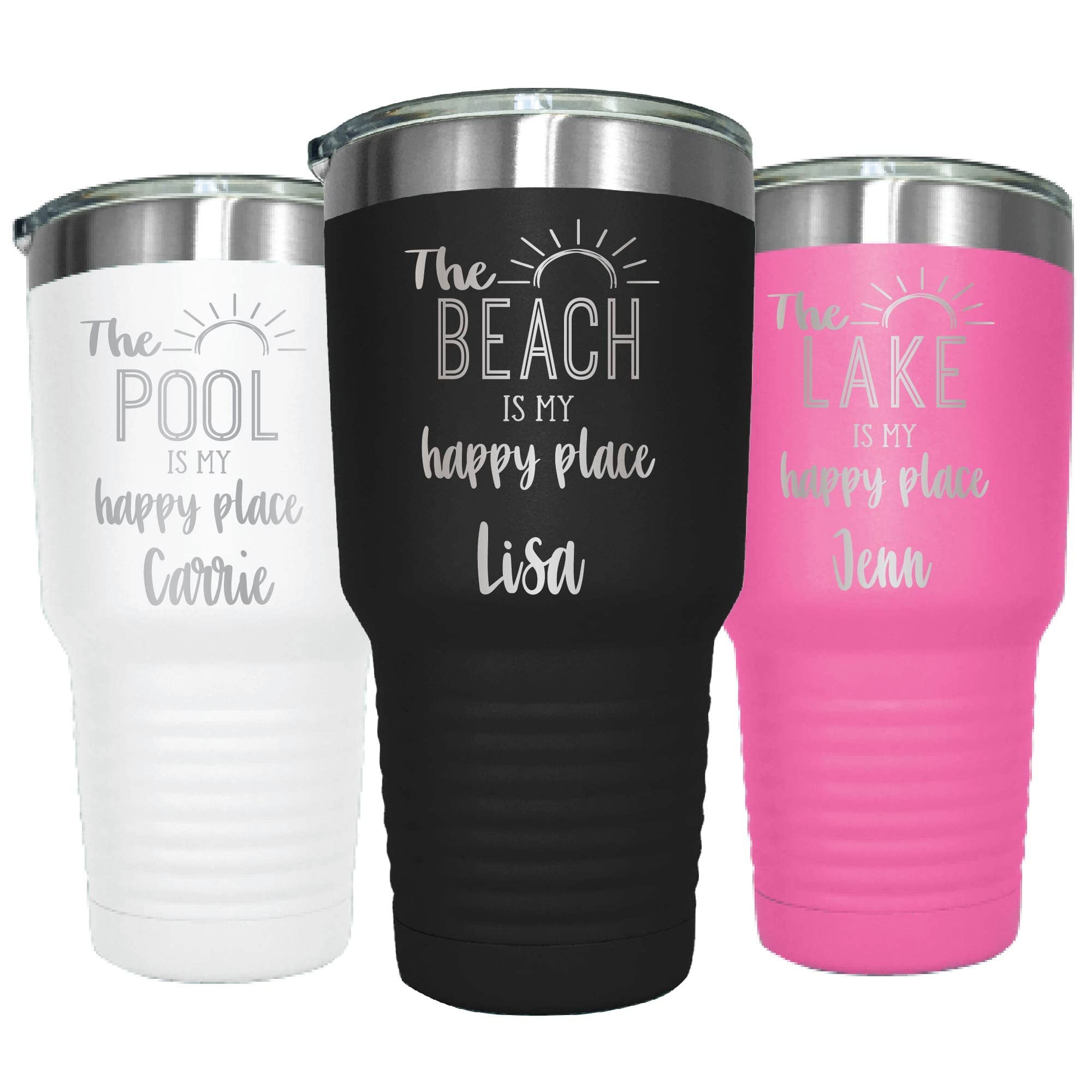 AVITOAVITO Personalized Beach Tumbler - 30 oz Tumbler with Lid - Laser Engraved - Vacuum Insulated - Stainless Steel