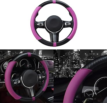 Car Steering Wheel Cover, 15Inch Universal Breathable Car Steering Wheel Protector, Anti-Slip Soft Car Decor for Men Women, Automotive Interior Accessories Fit Vehicle SUV Truck RV Purple