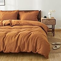 Vista 29 de Simple&Opulence - Juego de funda de edredón hecha al 100 % de lino, lino francés lavado, 3 unidades, ropa de cama unicolor, estilo básico, funda