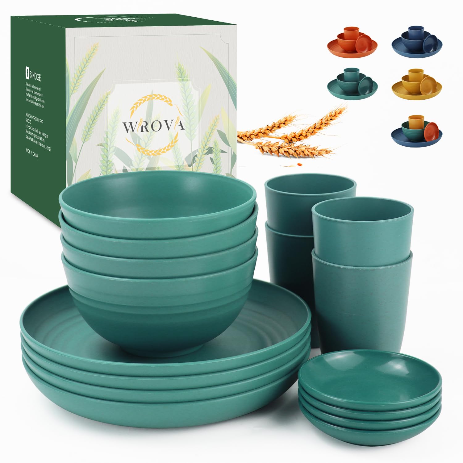 Wrova 16-Piece Wheat Straw Dinnerware Set