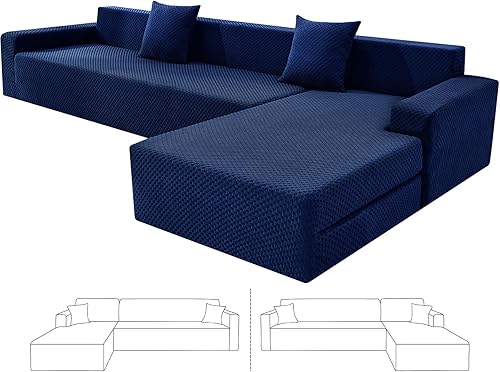 Miniatura 61 de ZNSAYOTX Fundas para Sofá Seccional, Fundas Elásticas de Jacquard con Parte Inferior Elástica para Sofá Seccional en Forma de L, Protector de Sofá