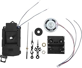 JIVIMOCO Movimiento de Reloj de PéNdulo de Cuarzo con Manecillas Negras, con Altavoz de Caja de MúSica, Funciona con Pilas, Mecanismo de MelodíA para Reloj DIY