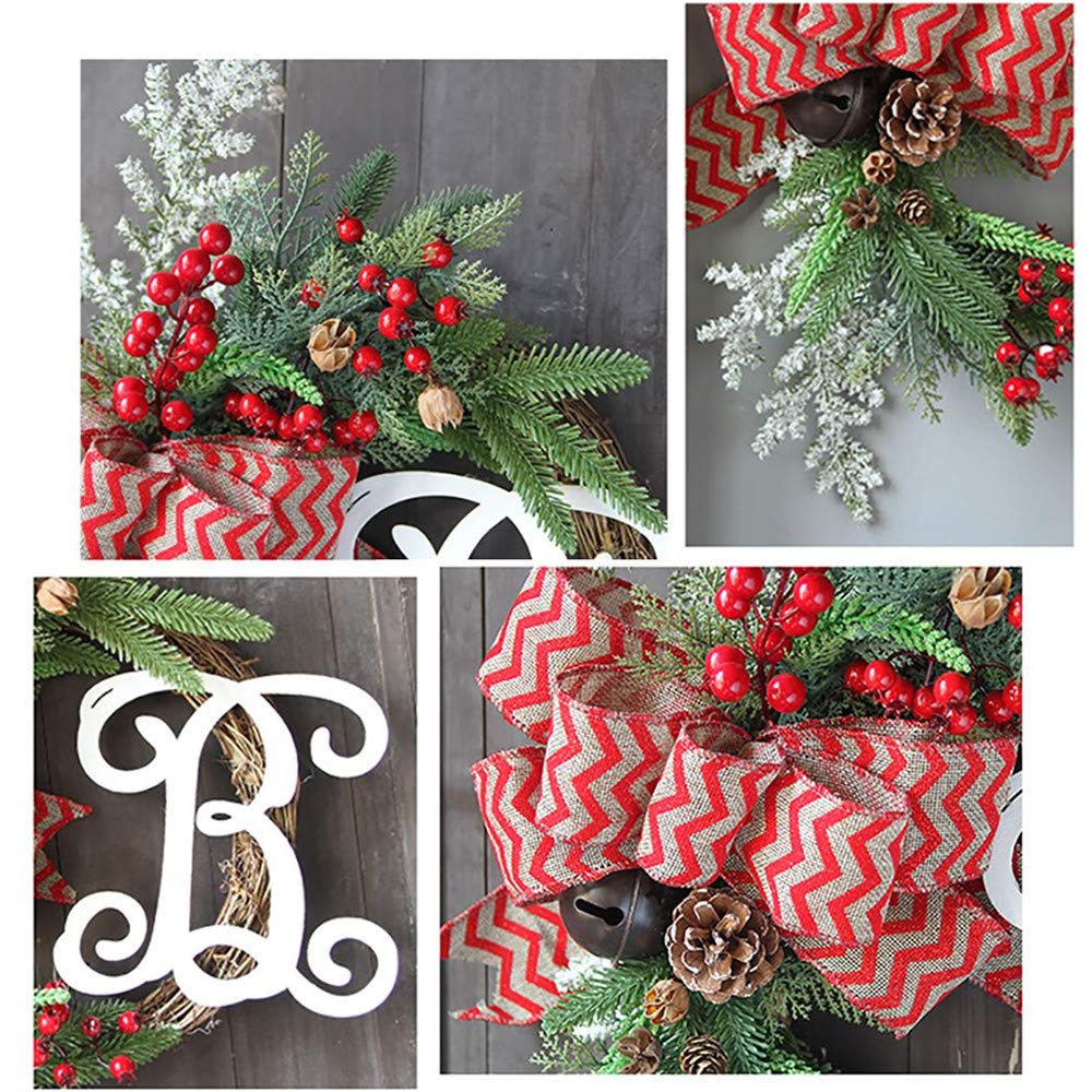 Guirlande De Noël Porte Suspendue Plante Artificielle Rotin Cercle Décoration Murale Simulation Faux Fleur Guirlande Suspendue pour La Maison 2