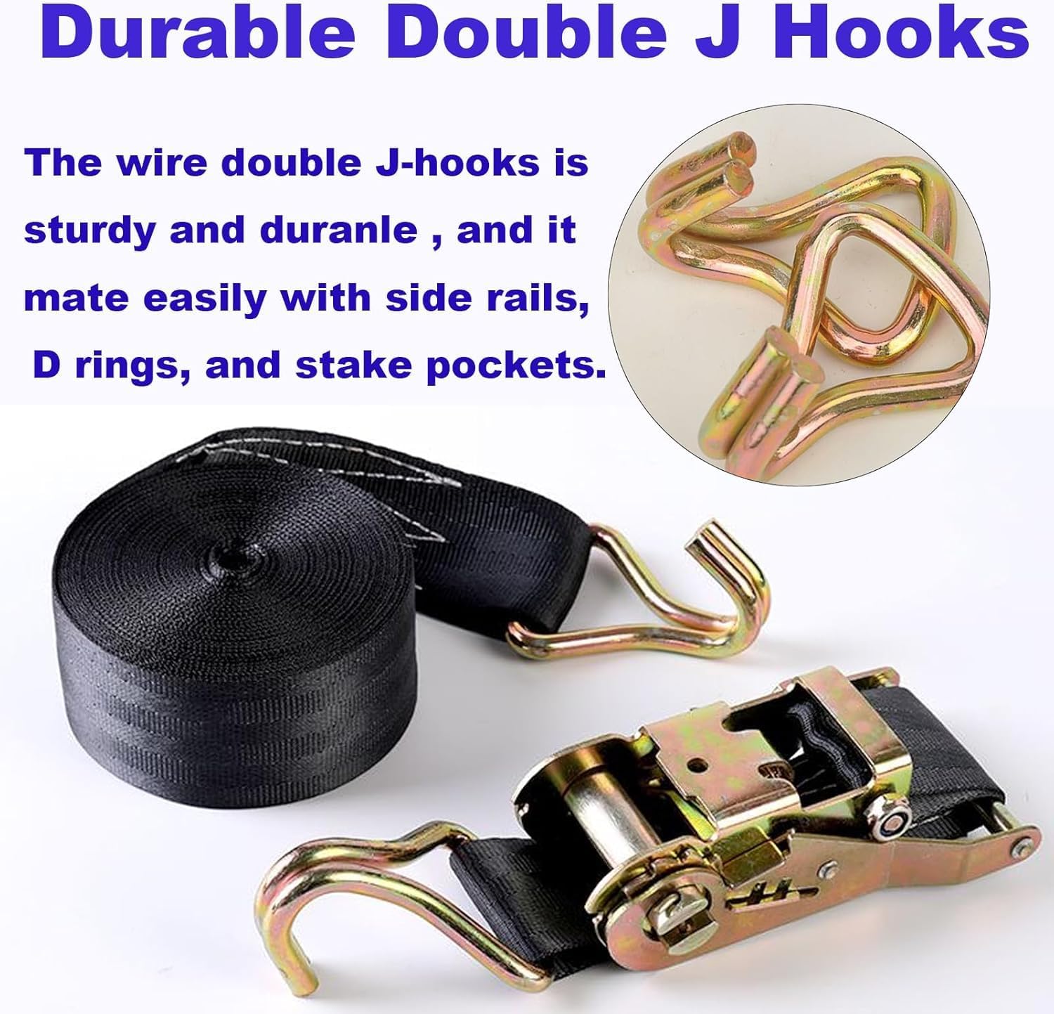 Heavy Duty Ratchet Straps - 10,000 LBS Break Strength -4