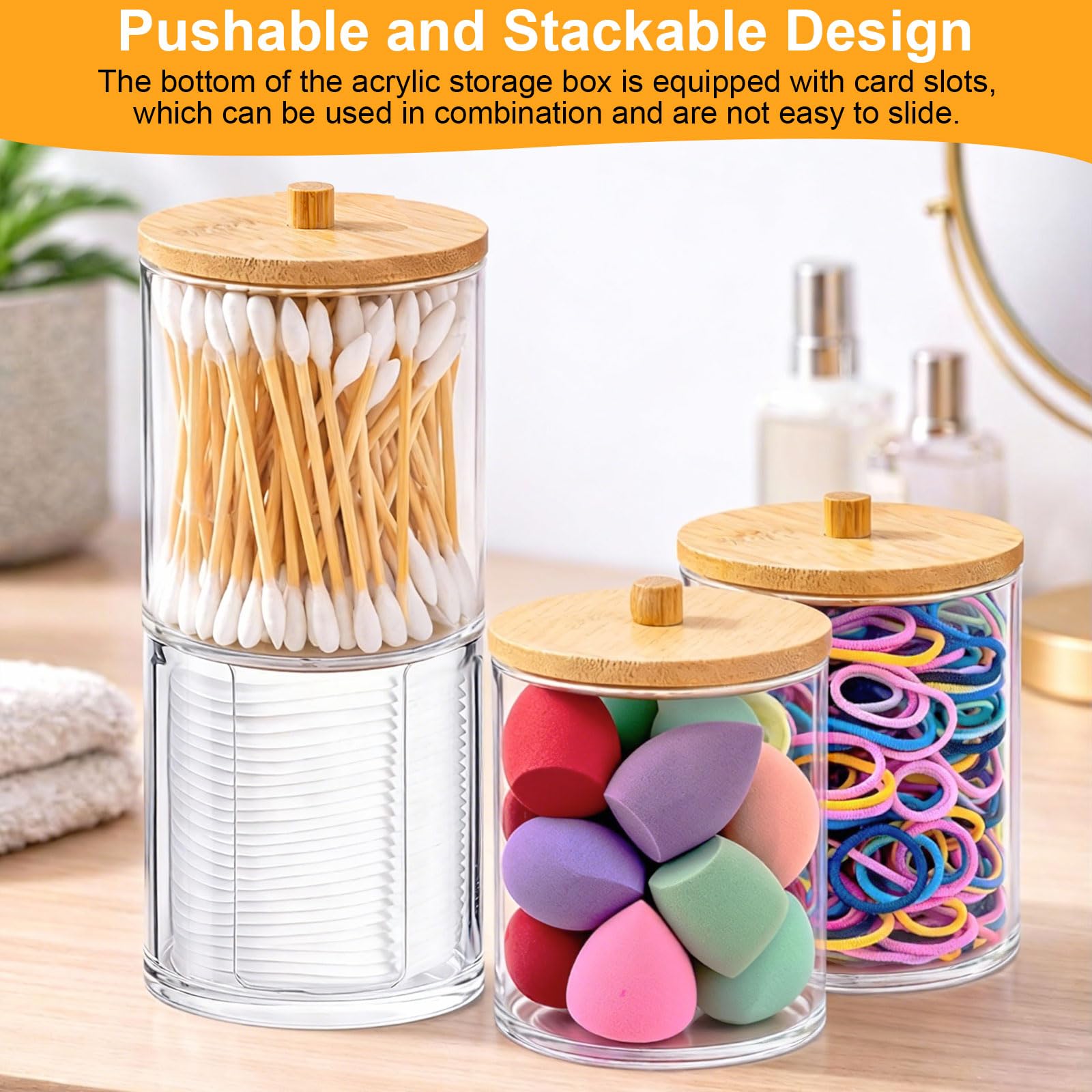 4 Piezas Dispensador Discos Desmaquillantes, Dispensadores Acrílicos de Soporte Qtip para Guardar en el Baño Y el Tocador Discos Desmaquillantes, Bastoncillos de Algodón Y Gomas para el Pelo