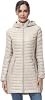 SLOW DOWN Women Ultra Light Down Jacket Packable Puffer Jacket Coat Hooded Mid Length Winter Outwear
