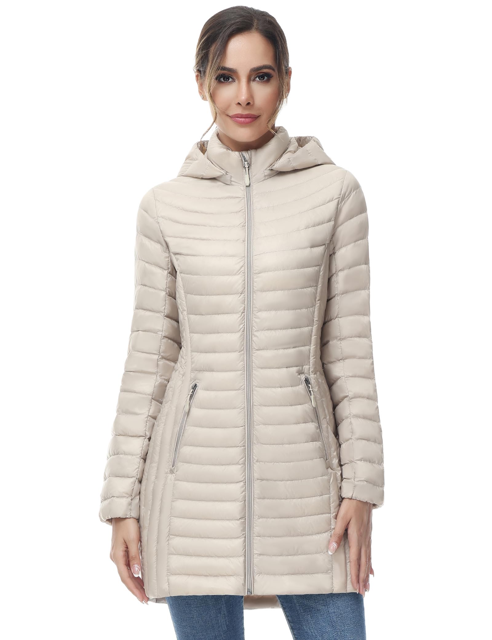 SLOW DOWN Women Ultra Light Down Jacket Packable Puffer Coat