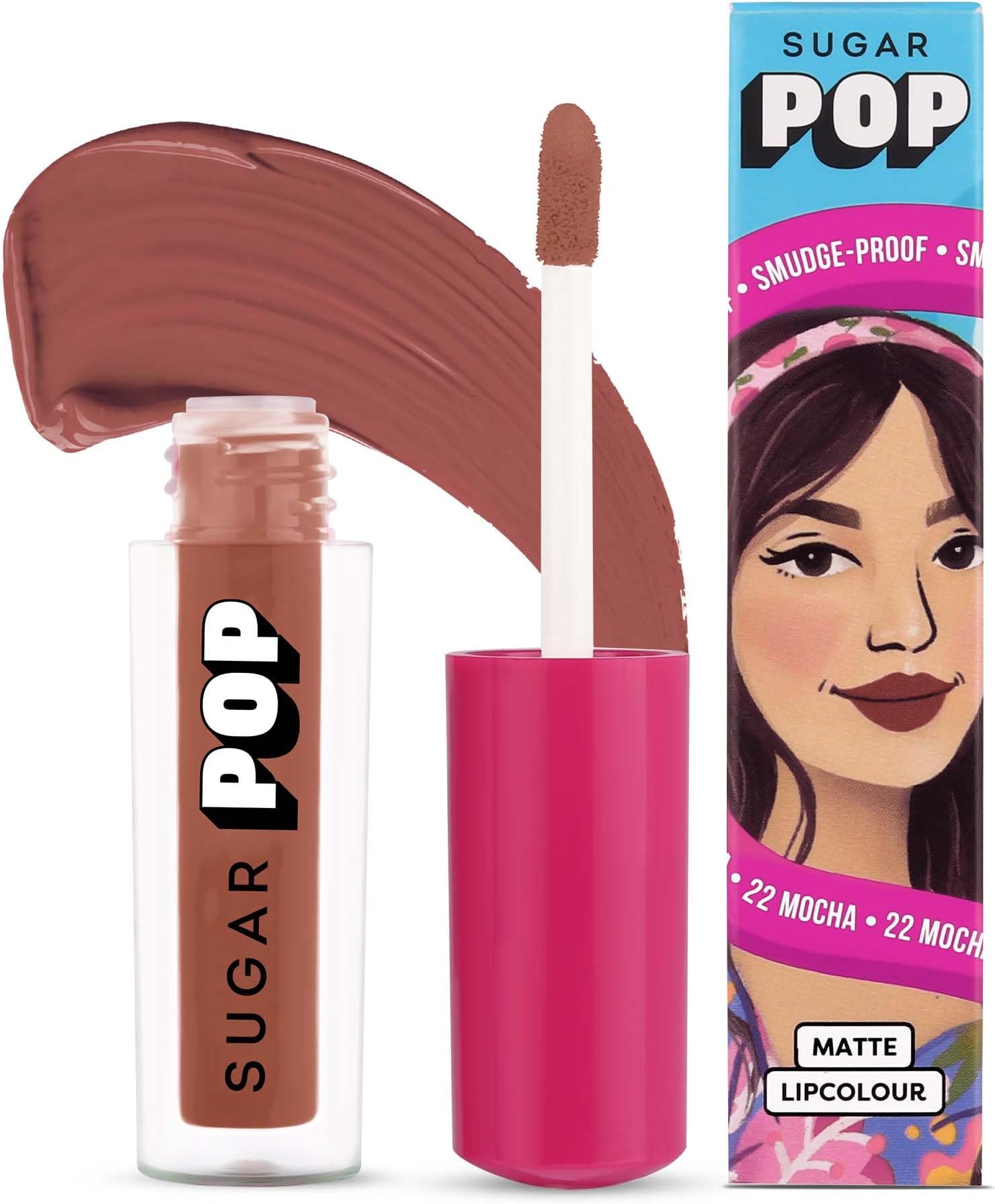 SUGAR POP Matte Lipcolour | Lasts Upto 8 hrs l Brown Lipstick for Women l Vitamin E Infused | Non-Drying, Smudge Proof, Long Lasting | 1.6ml - 22 Mocha (Light Brown)