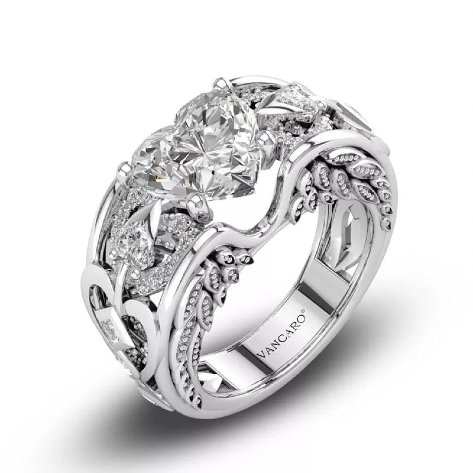 BAJIE Ehering 925 Sterling Silber Farbiger Diamant Damen Schmuck Ring Edelstein Silber Schmuck Ehering