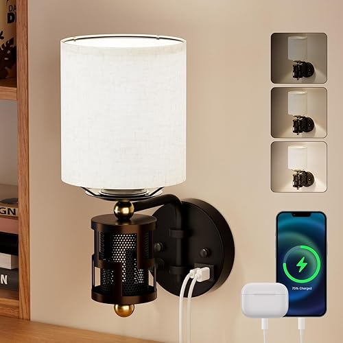 HYMELA Aplique de pared de cristal transparente, lámpara de pared negra mate con base E26, moderna lámpara de pared interior cableada para sala de