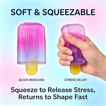 Ice Cream Squeeze Squishy, Colorful Summer Sensory Stress Relief Toy, Slow Rebound Ice Cream Squeeze Fidget Toy, Sensory Stress Ball for Adults Kids Relief Anxiety Party Favors Birthday Gift