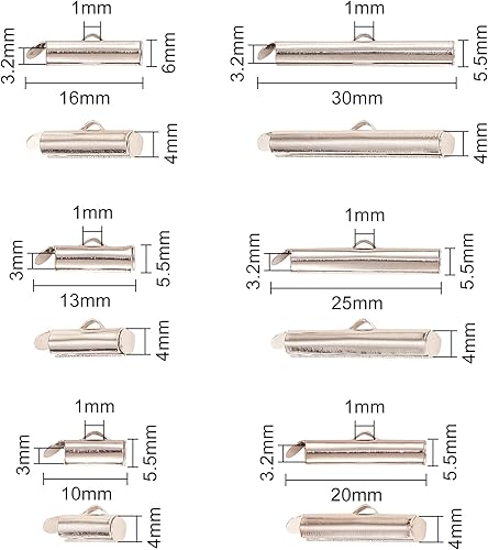 Miniatura 2 de KitBeads 120 piezas de 6 estilos deslizantes de metal en cierres de extremo, tapas de extremo deslizantes de tubo para fabricación de joyas a granel