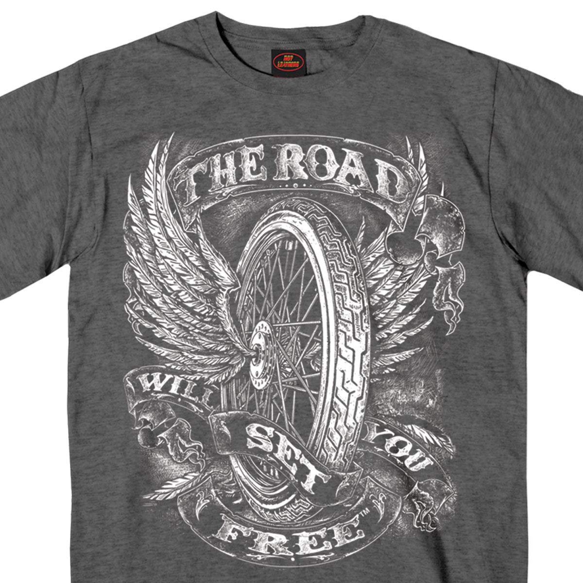 Hot Leathers GMS1325 Men’s ‘Flying Wheel’ Charcoal Heather T-Shirt - Medium