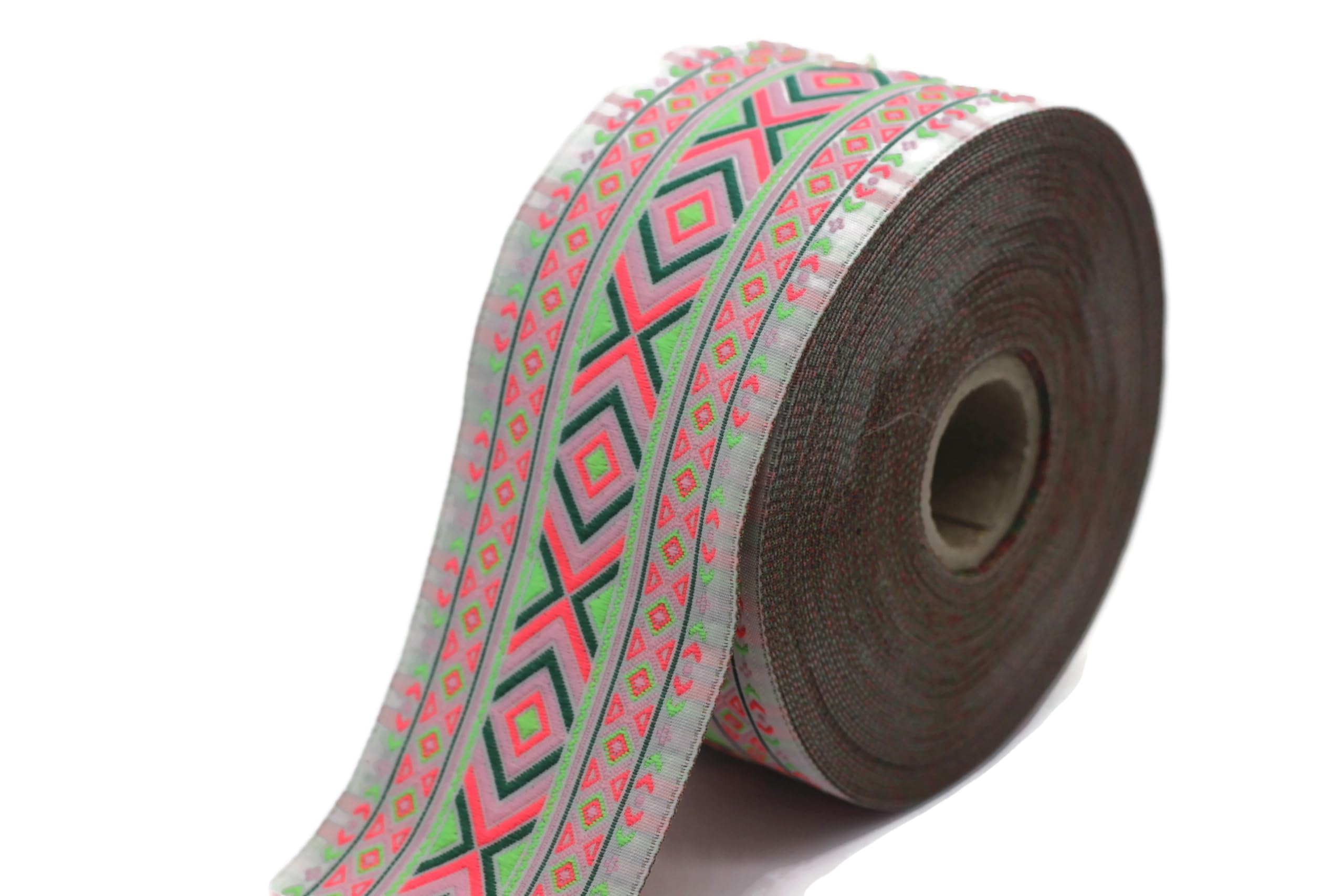 10 mètres de ruban jacquard de style Lumiere Vert Africain Motif des rubans de tissu pour artisanat 100mm