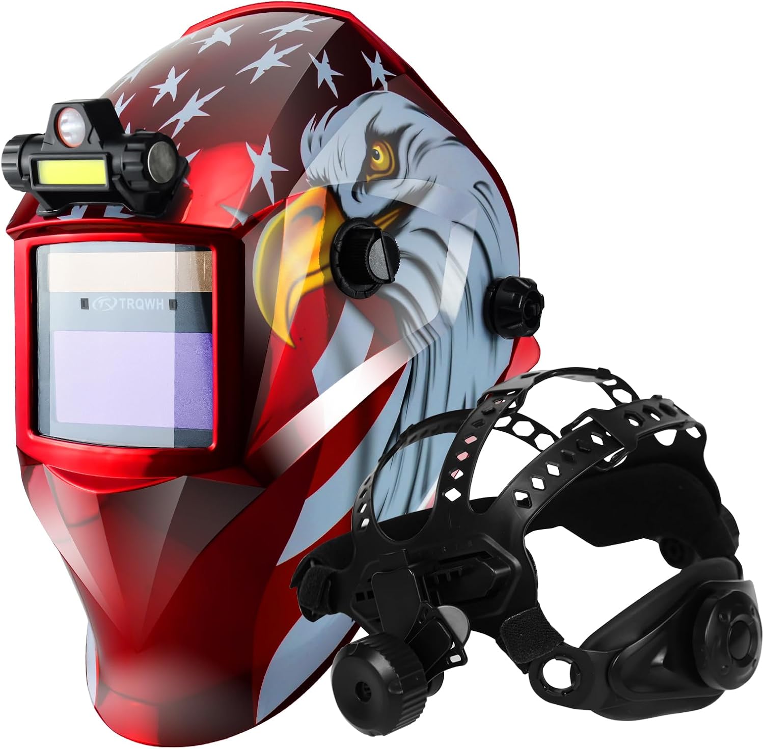 TRQWH Welding Hood Auto Darkening Welding Helmet & Square Hole Welding Hood Headgear