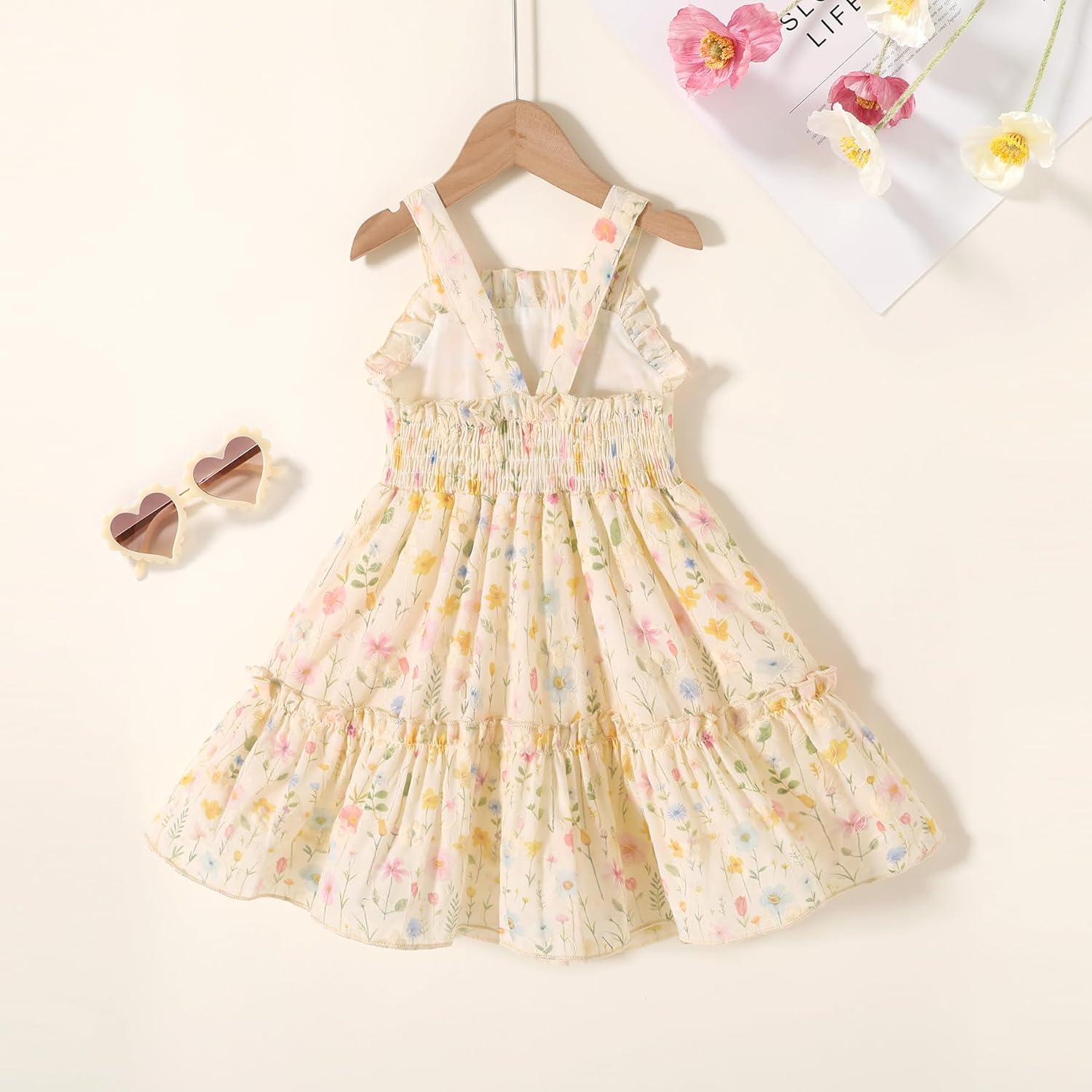 HAPPYMA Toddler Dress Baby Girl Summer Clothes Bowknot Ruffle Sleeveless Long Sundress Princess Party Outfits