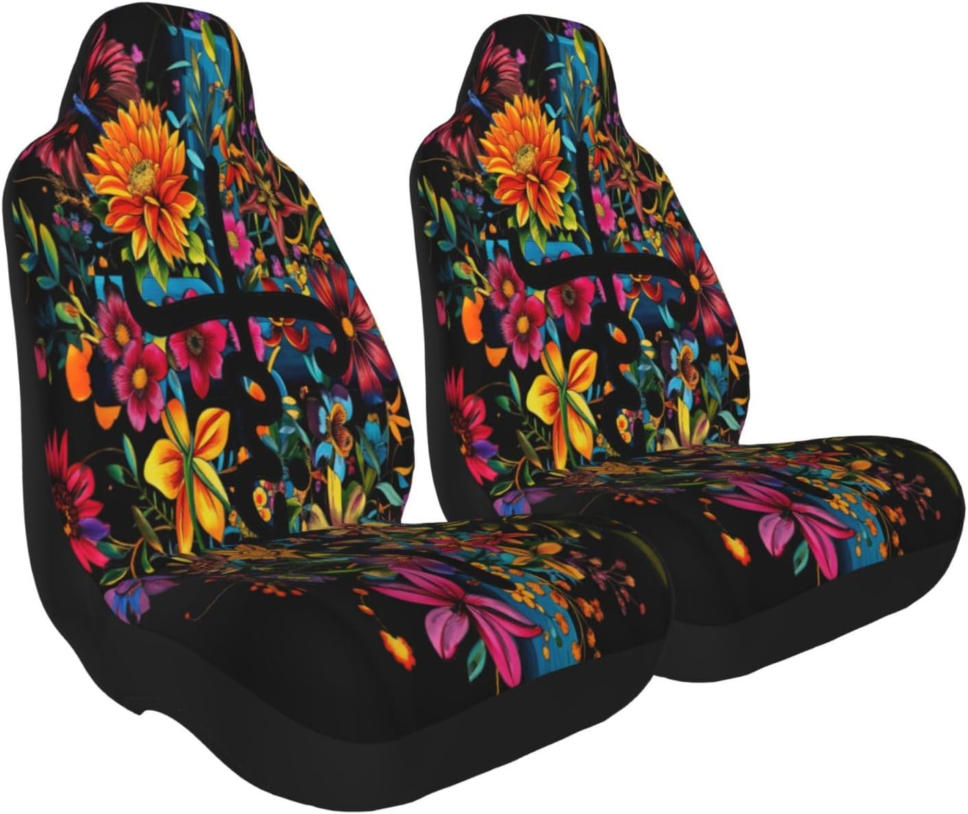 Colorful Flower Butterfly Cross Car Seat Covers Universal Auto Seat Cushion Protector Automotive Interior Decoration for Cars SUV Truck Sedan