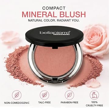 bellapierre Compact Mineral Blush Warms Complexion for a Healthy Glow | Non-Toxic & Paraben Free | Hypoallergenic & Safe for All Skin Types – 10 Grams – Amaretto