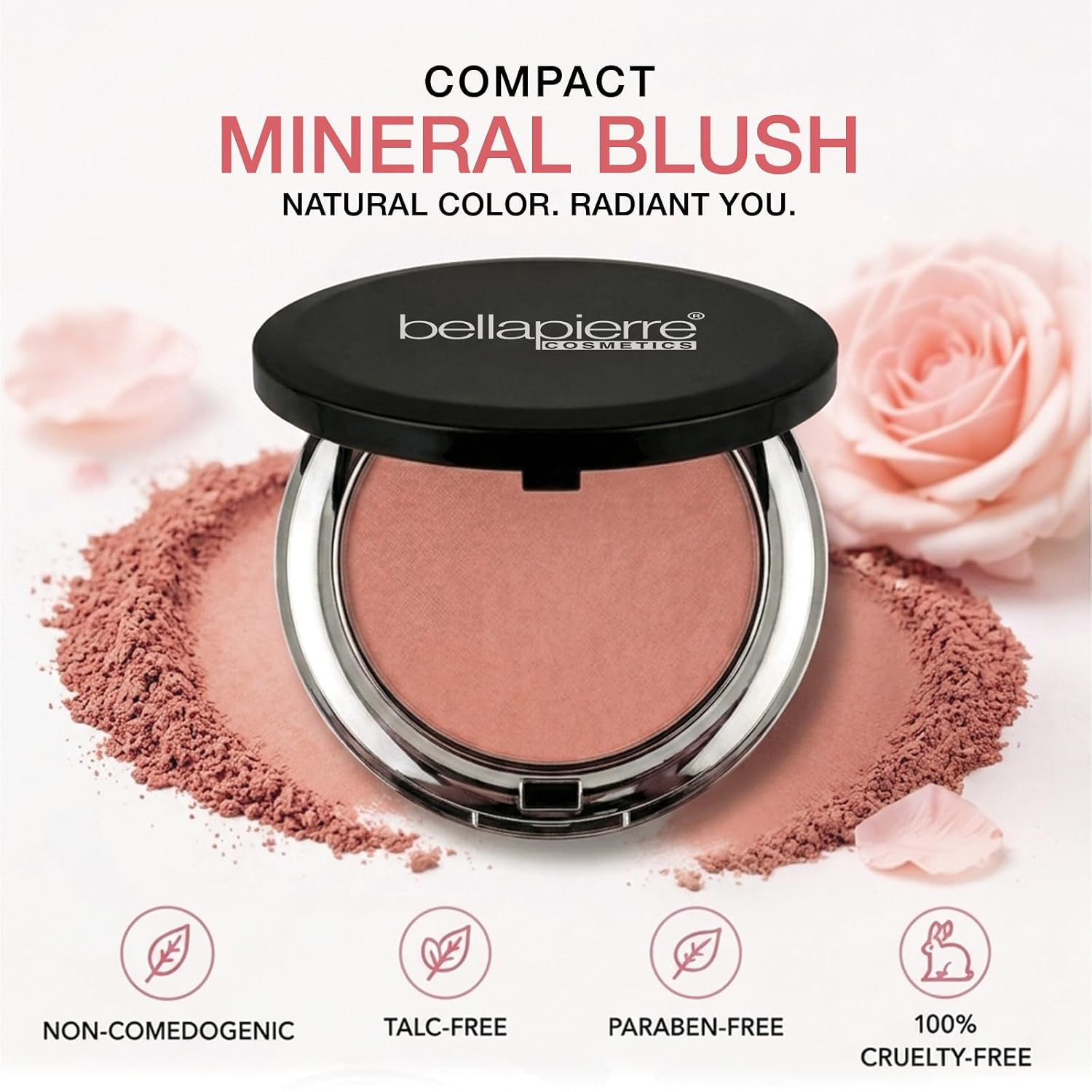 bellapierre Compact Mineral Blush | Warm Dewy Glow | Non-Toxic and Paraben Free | Suitable for All Skin Types | Compact Case - 0.35-Ounce – Amaretto