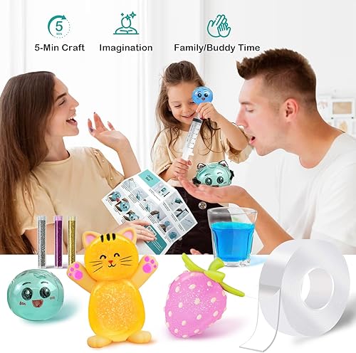 Miniatura 5 de ToyUnited Kit de burbujas de nano cinta, juego de globos de agua con nanocinta de doble cara de 9.8 pies y juguetes de jeringa para niños, niñas,