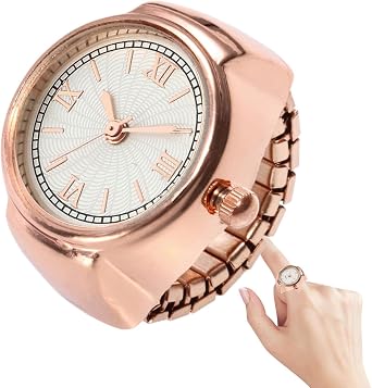 Ring Watch, Finger Watch | Ring Clock for Women | Portable Fashion Accessories Watches, Creative Watches for Men, Women, Christmas, Birthday, rose gold, See Description