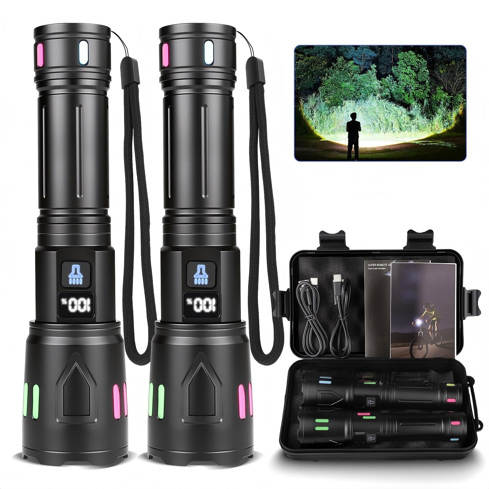 BESTSUN Torches LED Super Bright 1000000 Lumens, Rechargeable High Power Torch, Powerful Flashlight, Waterproof Zoomable for Camping, Emergency (2.0)