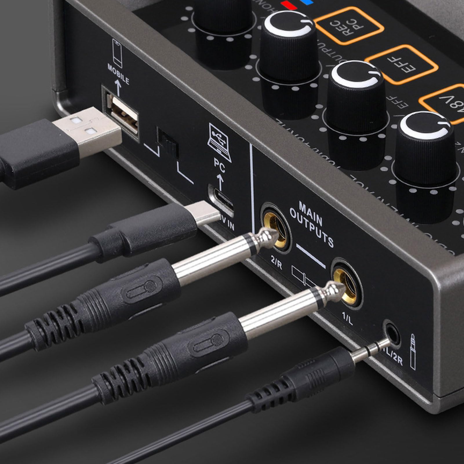 Tarjeta de Sonido en Vivo, HiFi Lossless Sound Noise Reduction DSP Sound Processing Chip USB Tipo C, Audio Mixer para PC Smartphone Live Broadcast