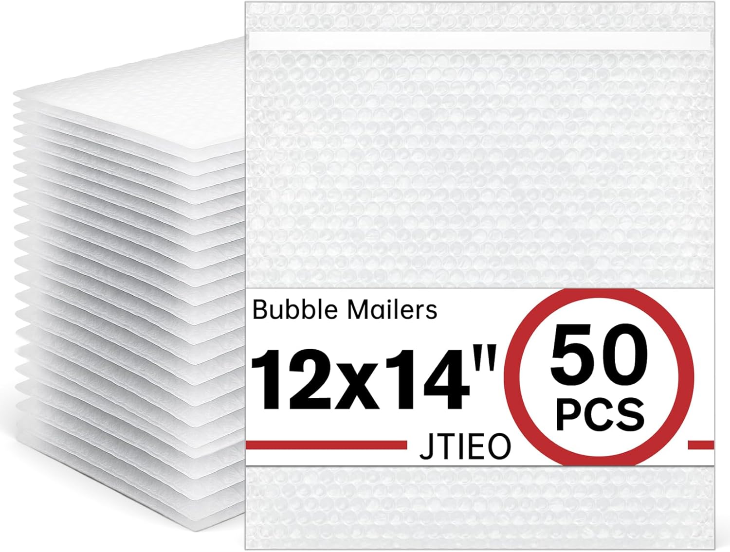 JTIEO 50 Pack Bubble Mailers 12x14" Thick Padded Envelopes Large Mailing Envelopes Clear Bubble Padded Cushioning Mailers Bubble Bags for Packaging Small Business 12x14 50