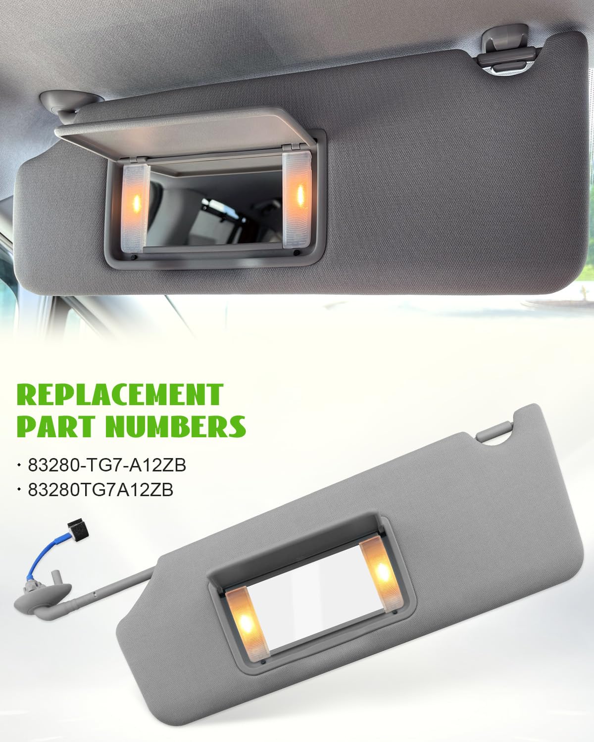 2017-2025 Honda Sunvisor Assy., L. *nh836l* (mirror) (wisteria Light Gray) 83280-TG7-A12ZB | Honda Factory Parts 2017-2025 Honda Sunvisor Assy., L. *nh836l* (mirror) (wisteria Light Gray) 83280-TG7-A12ZB | Honda Factory Parts