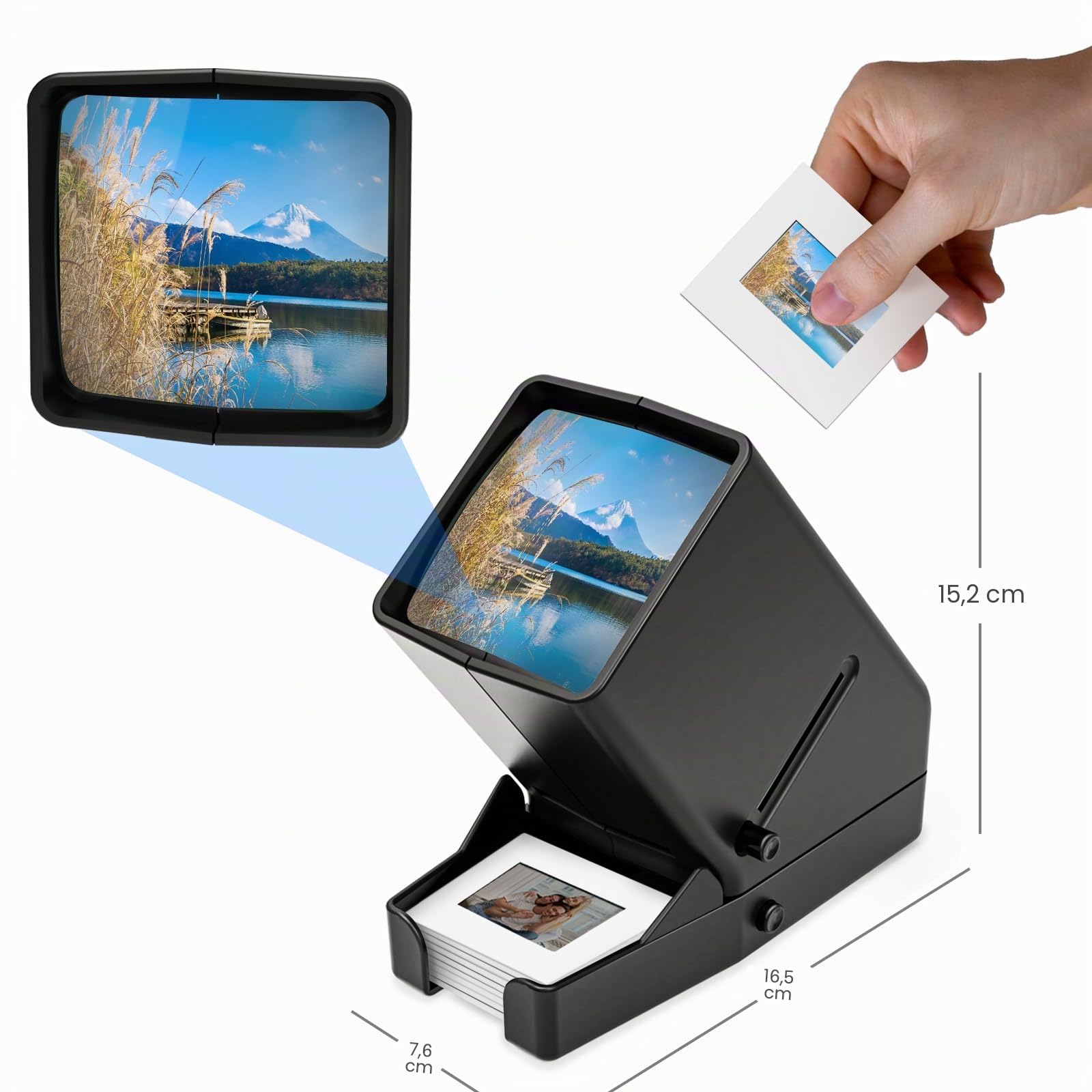 Visor de Diapositivas de 35 mm con 3 aumentos, Alimentado por USB, Funciona con Pilas, para películas de 35 mm y Negativos de película Positiva (4 Pilas AA Incluidas)