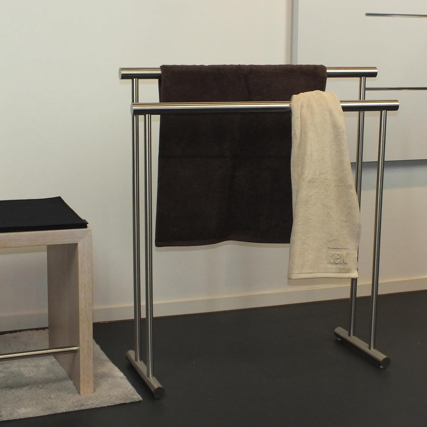 Kela Free Standing Towel Rack for Bathroom Priamo Collection, 29.9" Wide, Stainless Steel