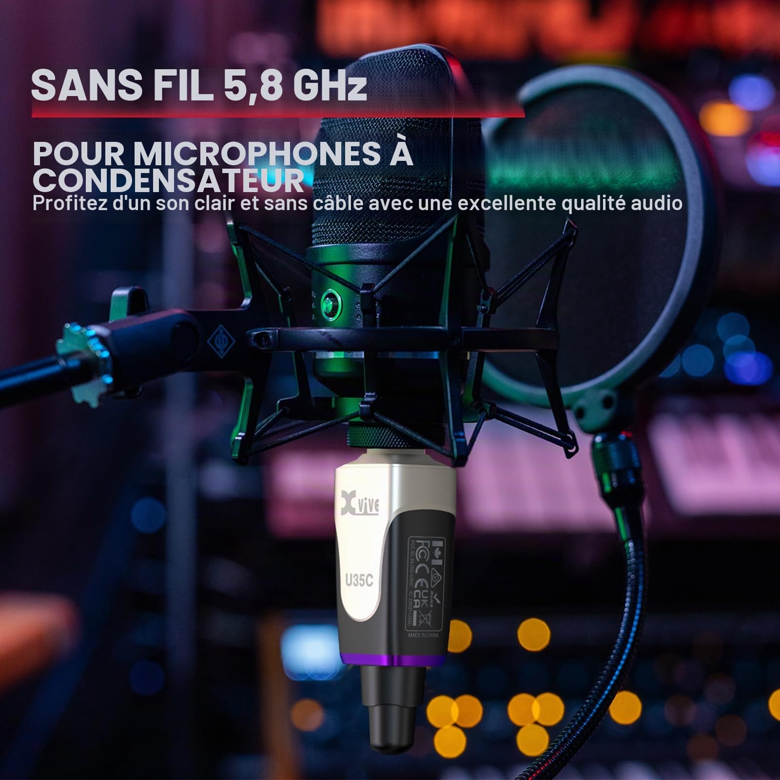 Xvive U35C - Système sans fil Plug-on XLR pour Microphones à Condensateur