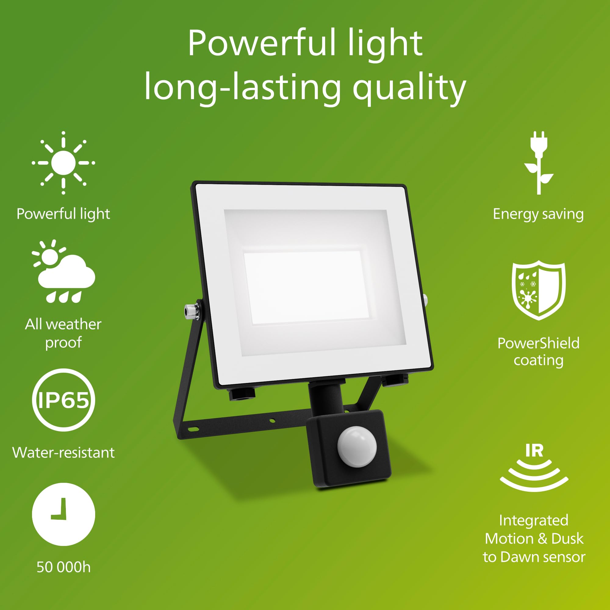 PHILIPS Lois Outdoor Floodlight with Sensor, with Motion Sensor, 14 W, 5000 K Daylight, Anthracite, Grey Black, 14W - Image 2