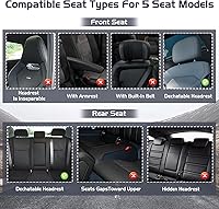 Vista 8 de Fundas de asiento de automóvil para Nissan Murano 2003-2026, juego completo de fundas de asiento de cuero de napa impermeables, protector de asiento