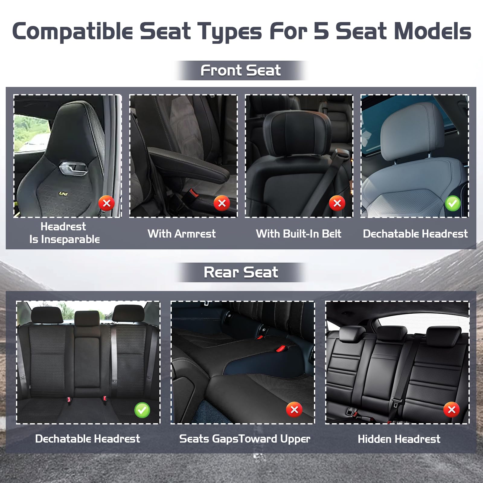 Car Seat Covers for Chevy Camaro 2000-2024 Waterproof Nappa Leather Full Set Seat Cover with Headrests Anti-Slip and — view 8