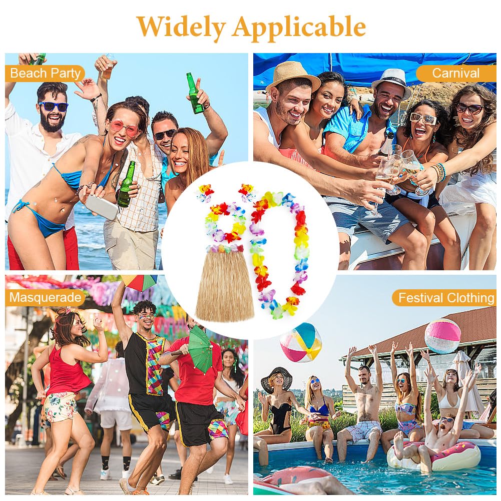 Aomig Hula Hawajska spódnica, 5 szt. Hawajska spódnica w kwiaty, kolorowe tropikalne kostiumy z wiązką, 40/60 cm Hawajskie kwiaty girlandy dla dzieci, dorosłych, kobiet letnia impreza na tropikalnej