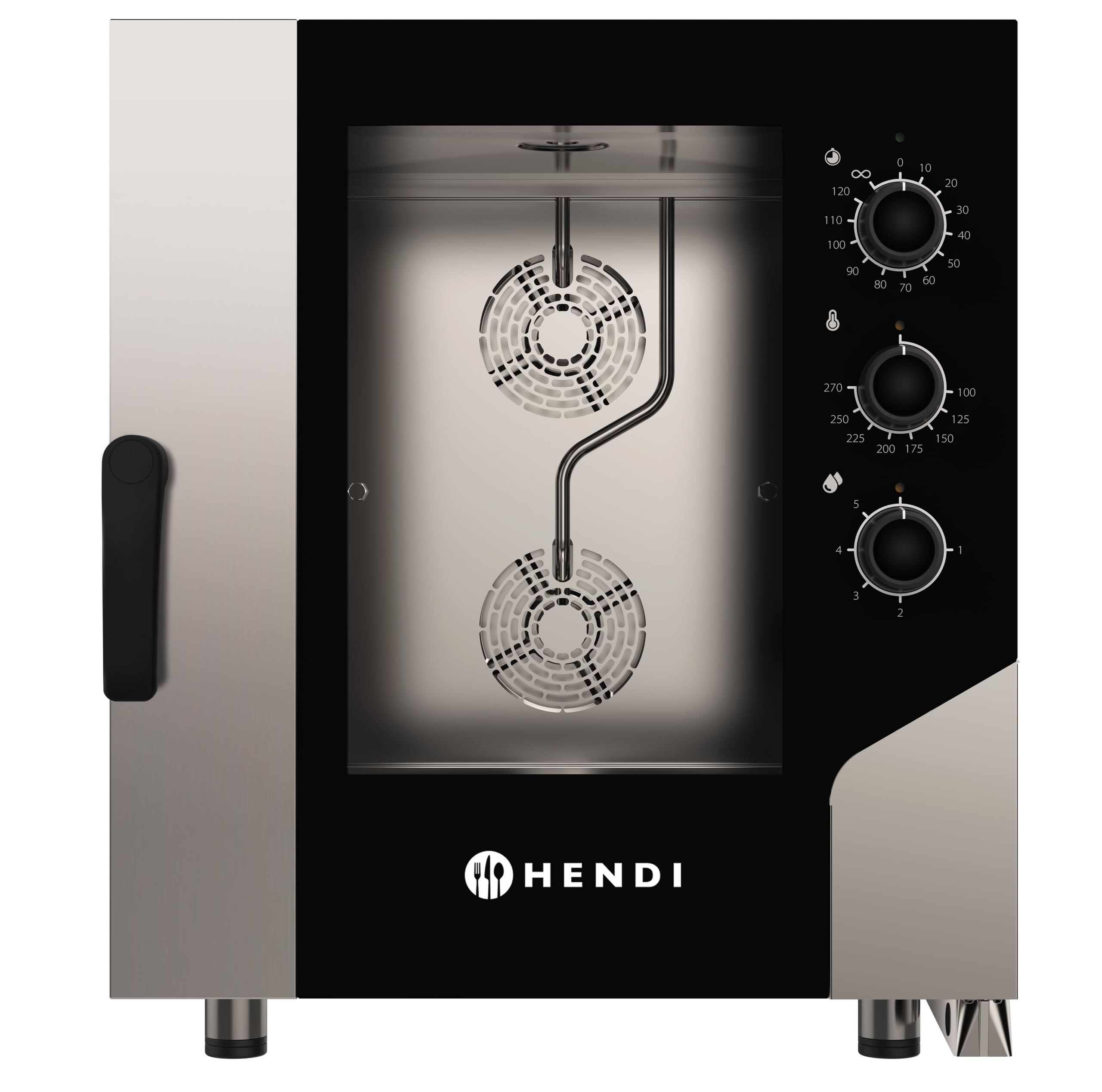 HENDI Kombidämpfer, Control, für 7x GN1/1 Bleche, mit 2 reversiblen Lüfter, Temperaturbereich: bis 270°C, Heißluft- mit Dampf-Backofen, Dampfgarer, 400V/10,4kW, 730x855x(H)850mm, Edelstahl