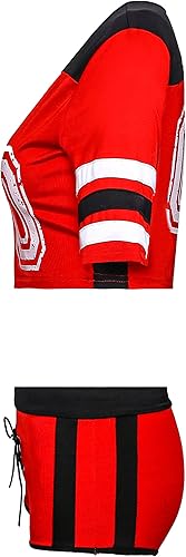 Vista 5 de ThreeH Uniforme de animadora para mujer, sexy, de manga corta, para fútbol, escenario, cosplay, fiesta, Halloween